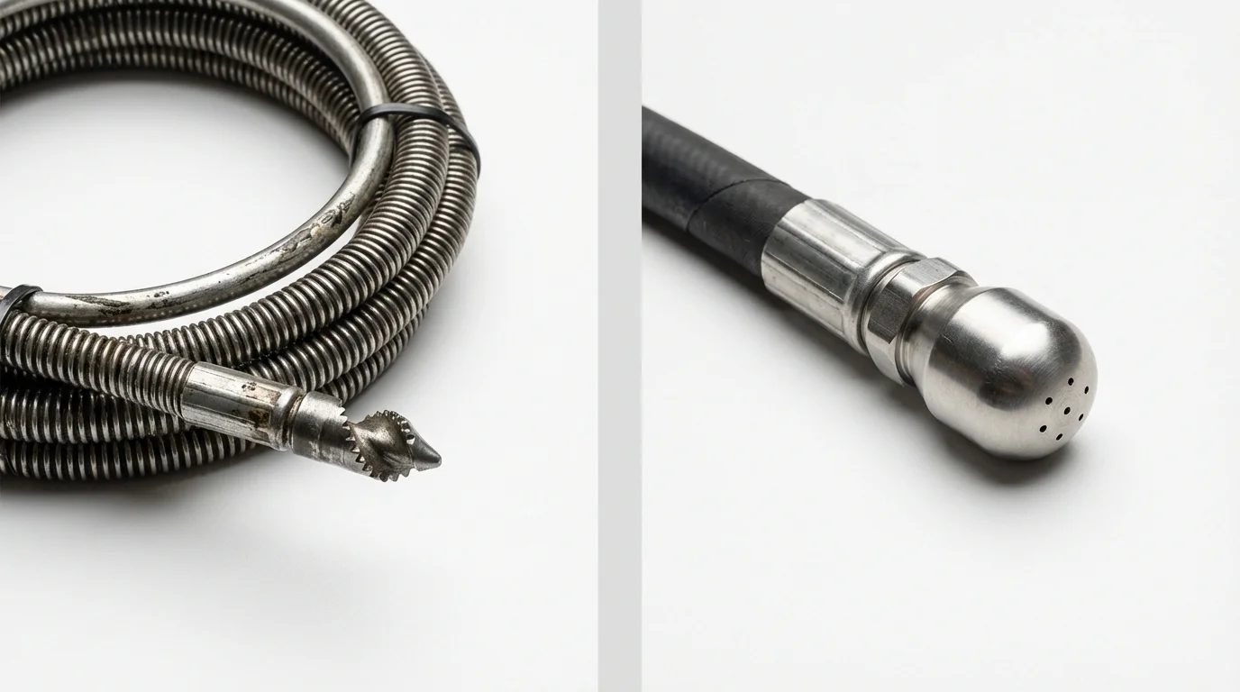 Drain snake cable and hydro jetting nozzle used for drain cleaning in Durand, IL