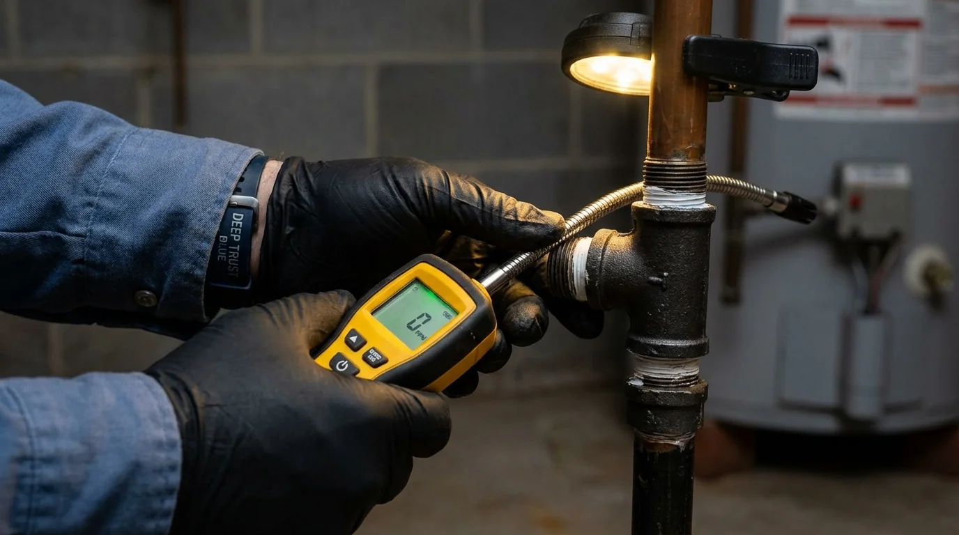 Gas leak detection with electronic sniffer by Johns Plumbing LLC in Durand