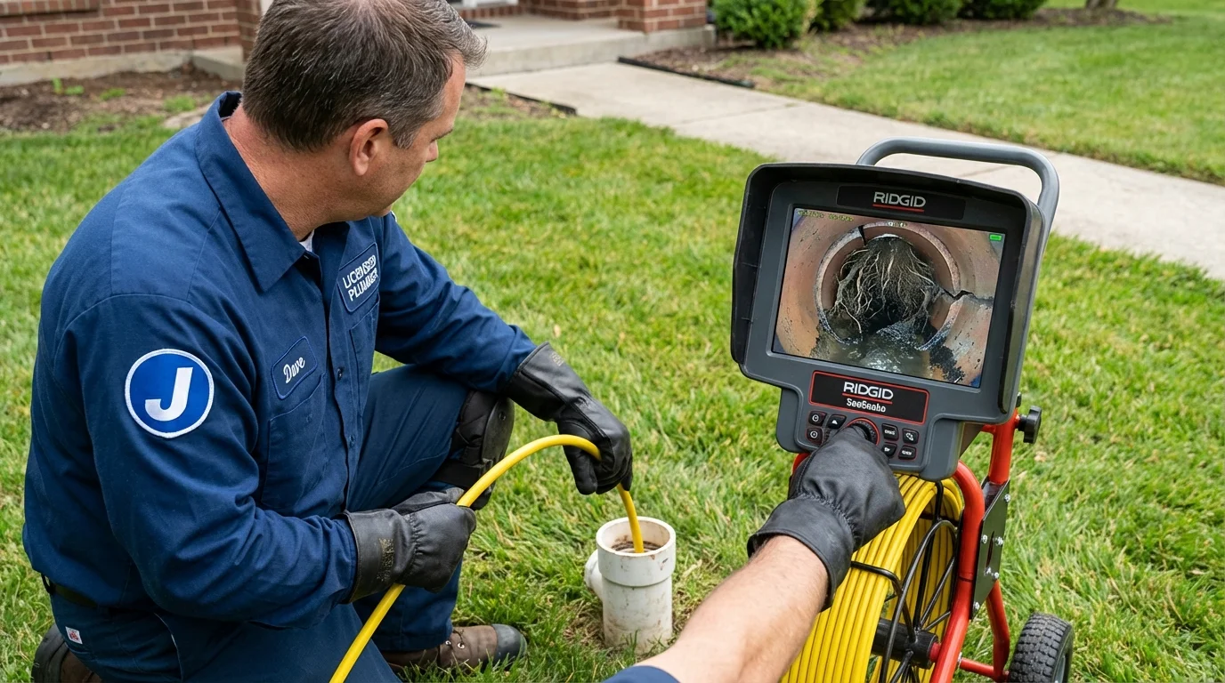 Sewer camera inspection being performed by Johns Plumbing LLC in Durand